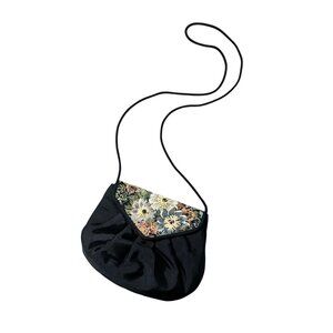 Vintage Floral Black Purse Shoulder Bag Evening Flowers 80s World Fashion Right